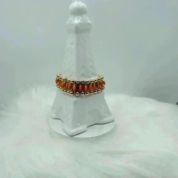 Orange Beaded Statement Bracelet - Picture 2 of 5